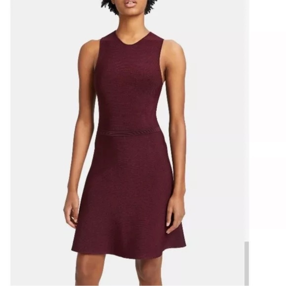 NWT Theory Marled Flare Dress in Black/Bordeaux Size P/XSmall - Picture 1 of 14